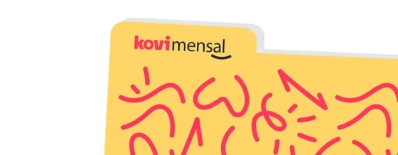 Pasta amarela com escrito Kovi Mensal