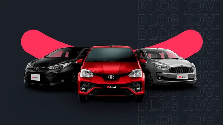 Carros disponíveis para aluguel na Kovi, com escrita Blog Kovi