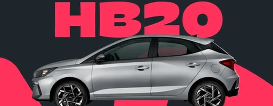 Modelo HB20 em destaque, disponível para aluguel de carros na Kovi