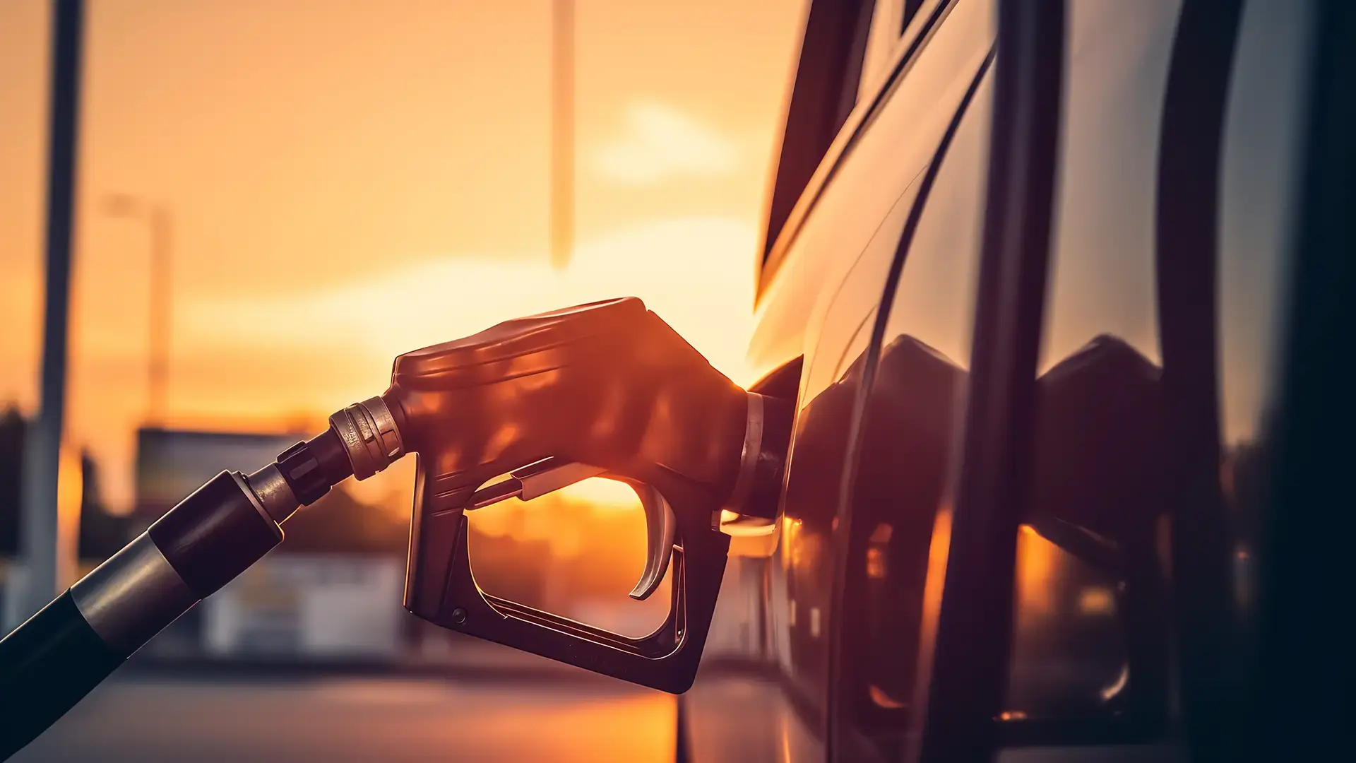 Bomba de combustível abastecendo o tanque do carro